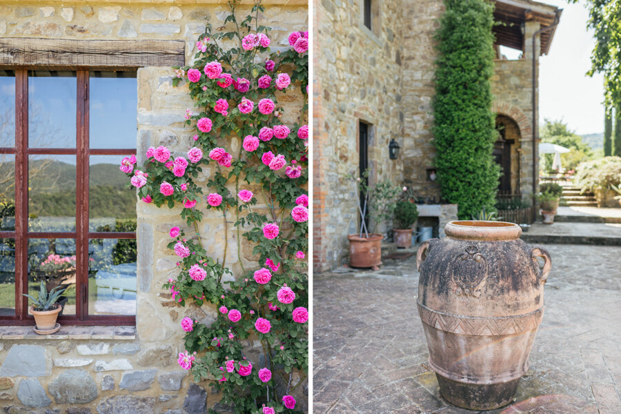 Flowers and Cypress in the villa Col di Marte in Umbria