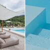 Pool mit Design Sonnenliegen in der Casa Fontegenga Le Marche