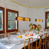Villa Ponti Bellavista dining table towards pool and single window