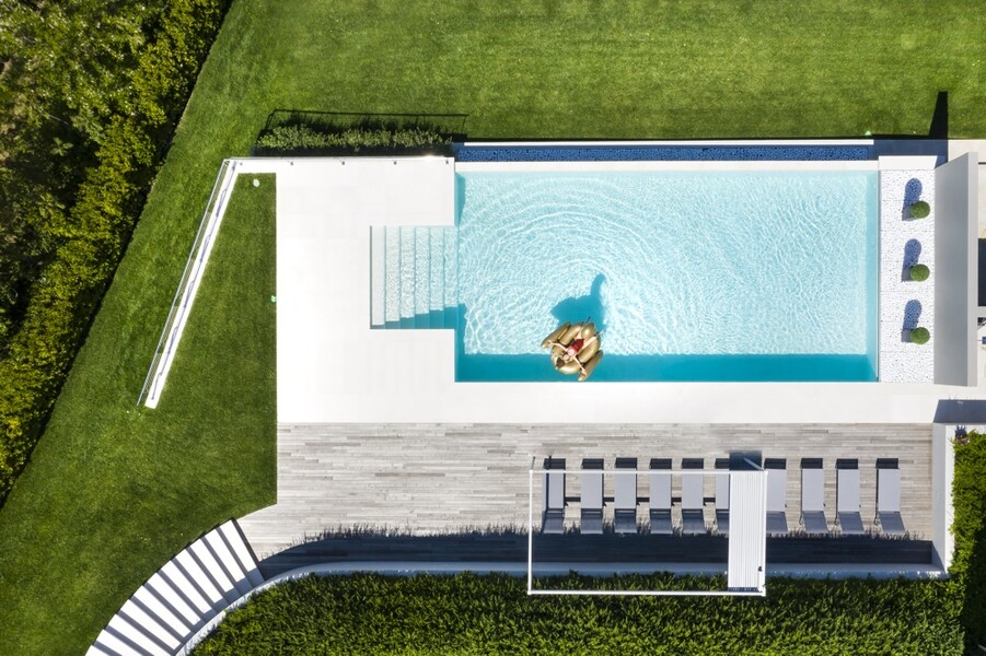Infinity pool Birdseyeview Villa Olivo Photo credit Davide Bischeri.