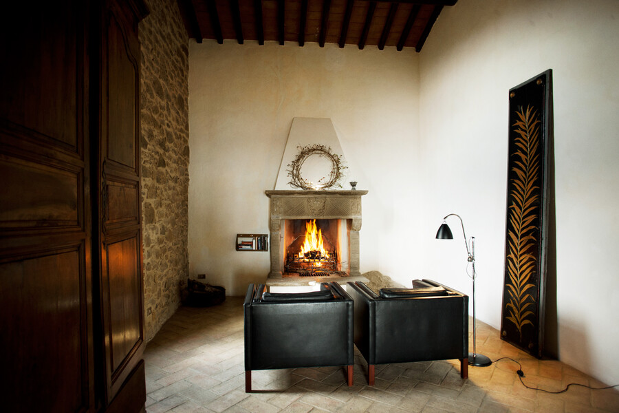 Suite with fireplace in Casa Bramasole in the villa in Umbria