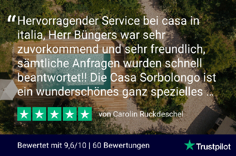 Bewertung auf Trustpilot der Miete von Casa Sorbolongo
