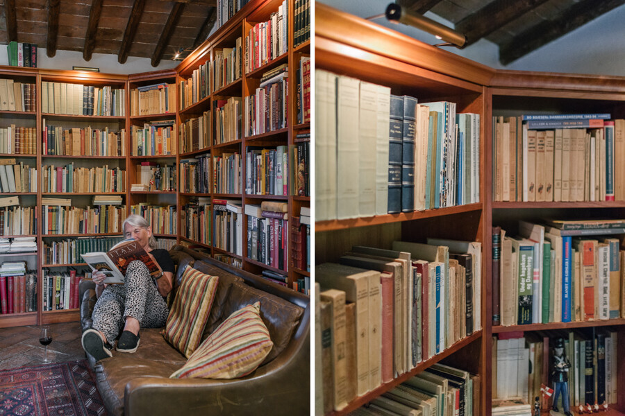 Bibliothek im Ferienhaus Col di Marte in Umbrien