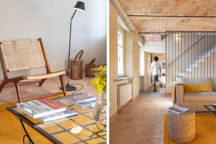 Livingroom of the holiday villa Casa Moscata in Piedmont