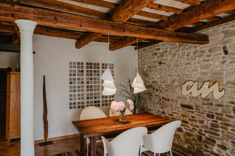 Dining table in the holiday home Casa Sorbolongo in Le Marche