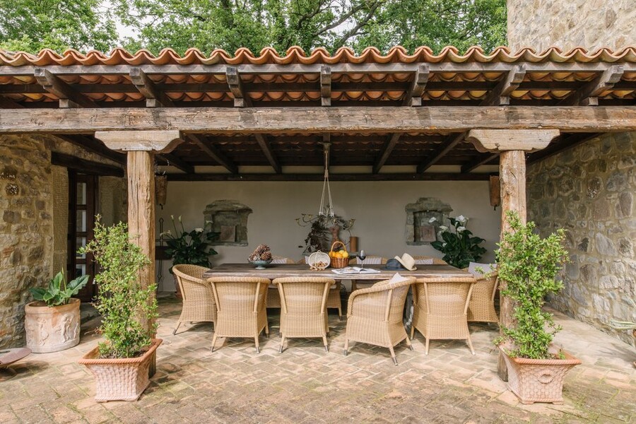 Überdachte Terrasse im Ferienhaus in Italien Col di Marte