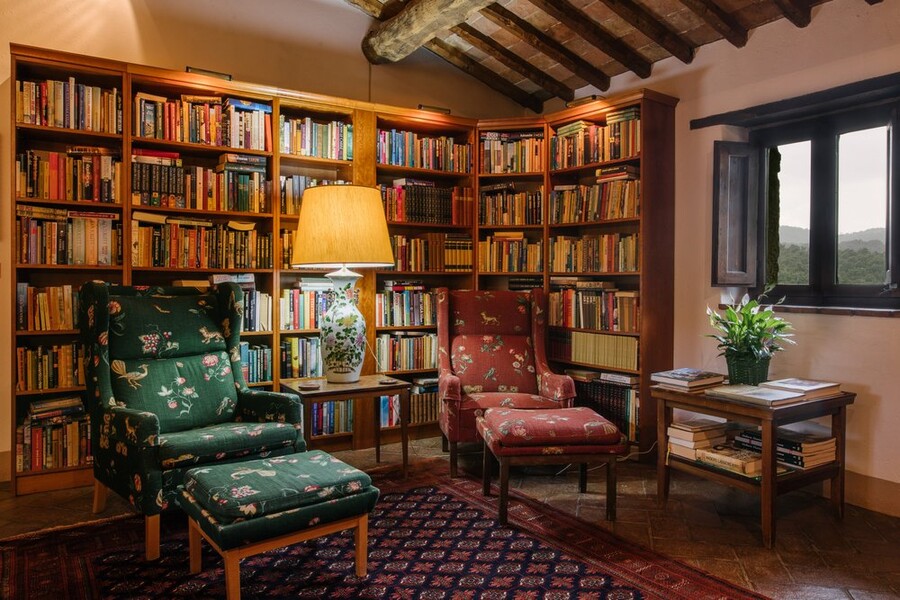 Bibliothek im Ferienhaus in Italien Col di Marte in Umbrien