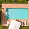 Blick von oben auf den Pool im Ferienhaus in Lazio Madonna della Nocce